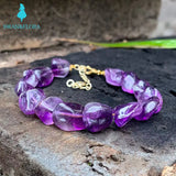 Natural Amethyst Bracelet Purple Stone Irregular Jewelry GEM Beads Healing Women
