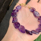 Natural Amethyst Bracelet Purple Stone Irregular Jewelry GEM Beads Healing Women