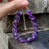 Natural Amethyst Bracelet Purple Stone Irregular Jewelry GEM Beads Healing Women