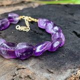 Natural Amethyst Bracelet Purple Stone Irregular Jewelry GEM Beads Healing Women
