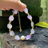 Natural Amethyst Citrine Pearl Bracelet Irregular Stone Jewelry