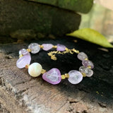 Natural Amethyst Citrine Pearl Bracelet Irregular Stone Jewelry