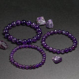 Natural Amethyst Bracelet Women Couple Stone 6 8 10mm Bead Bangles