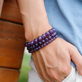 Natural Amethyst Bracelet Women Couple Stone 6 8 10mm Bead Bangles
