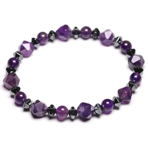 Natural Amethyst Beads Bracelet Cut Surface