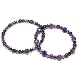 Natural Amethyst Beads Bracelet Cut Surface