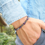 Natural Amethyst Beads Bracelet Cut Surface