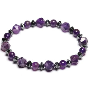 Natural Amethyst Beads Bracelet Cut Surface