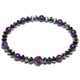 Natural Amethyst Beads Bracelet Cut Surface
