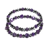 Natural Amethyst Beads Bracelet Cut Surface