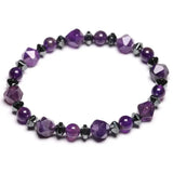 Natural Amethyst Beads Bracelet Cut Surface