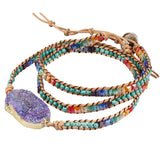 Amethyst Cluster Wrap Bracelet Crystal Beaded Bohemian Style