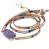 Amethyst Cluster Wrap Bracelet Crystal Beaded Bohemian Style