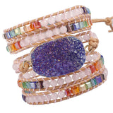 Amethyst Cluster Wrap Bracelet Crystal Beaded Bohemian Style