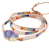 Amethyst Cluster Wrap Bracelet Crystal Beaded Bohemian Style