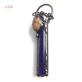 Natural Amethyst Column Pendant Coral Agate Deep Purple Crystal Soldered Pendant