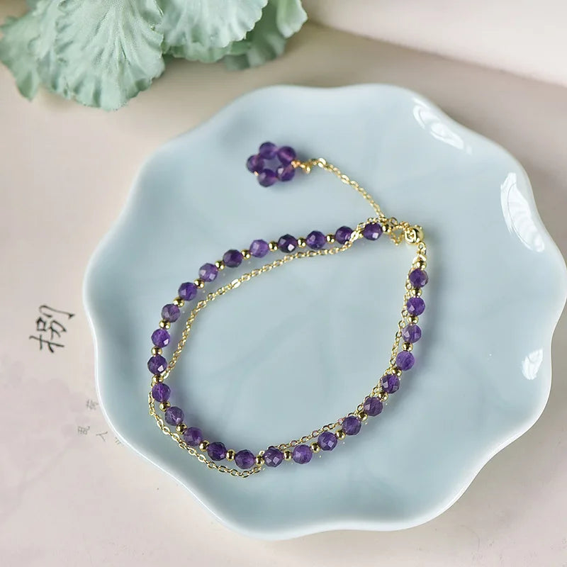 Amethyst Crystal Bracelet Flash Simple Purple Crystal Wrist Chain