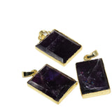 Amethyst Crystal Stone Rectangle Pendant for Jewelry Making 5pc