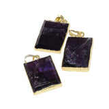 Amethyst Crystal Stone Rectangle Pendant for Jewelry Making 5pc