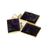 Amethyst Crystal Stone Rectangle Pendant for Jewelry Making 5pc