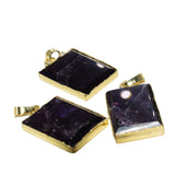 Amethyst Crystal Stone Rectangle Pendant for Jewelry Making 5pc