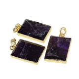 Amethyst Crystal Stone Rectangle Pendant for Jewelry Making 5pc