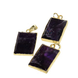 Amethyst Crystal Stone Rectangle Pendant for Jewelry Making 5pc