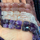 Amethyst Crystal Strawberry Quartz DIY Loose Beads 15''