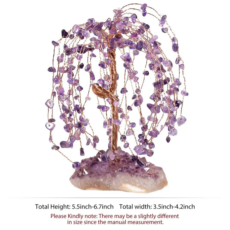 Amethyst Crystal Tree with Cluster Base Feng Shui Bonsai Money Tree