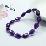 Amethyst Rice Bead Bracelet Natural Stone Single Loop Gift