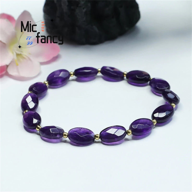 Amethyst Rice Bead Bracelet Natural Stone Single Loop Gift