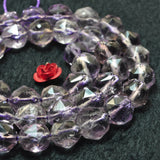 Natural Amethyst Diamond Cut Faceted Round Loose Beads Semi Precious Stone