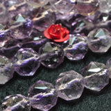 Natural Amethyst Diamond Cut Faceted Round Loose Beads Semi Precious Stone