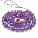 Natural Amethyst Diamond Faceted Round Loose Beads Gemstone