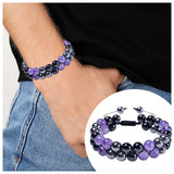 Natural Amethyst Double Bracelet Adjustable Magnet Beaded Bracelet