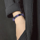 Natural Amethyst Double Bracelet Adjustable Magnet Beaded Bracelet