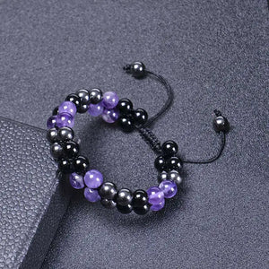 Natural Amethyst Double Layer Bracelet Body-purify Slimming Healing Stone