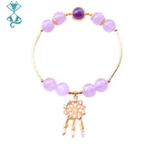 Amethyst Dream Catcher Bracelet Feather Tassel Charm Jewelry Bangle
