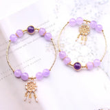 Amethyst Dream Catcher Bracelet Feather Tassel Charm Jewelry Bangle