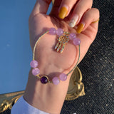 Amethyst Dream Catcher Bracelet Feather Tassel Charm Jewelry Bangle