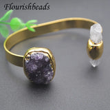 Amethyst Drusy Quartz Bangle Copper Bracelet Woman Jewelry