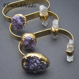 Amethyst Drusy Quartz Bangle Copper Bracelet Woman Jewelry