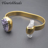 Amethyst Drusy Quartz Bangle Copper Bracelet Woman Jewelry