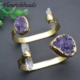 Amethyst Drusy Quartz Bangle Copper Bracelet Woman Jewelry