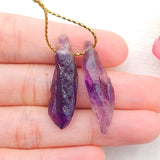Natural Amethyst Earring Beads Pair, 31x7x10mm, 30x5x9mm