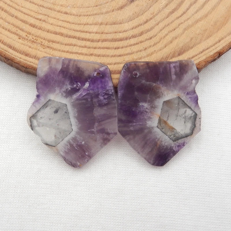 Natural Amethyst Earring Pair, 29x25x3mm