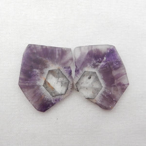 Natural Amethyst Earring Pair, 29x25x3mm