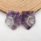 Natural Amethyst Earring Pair, 29x25x3mm