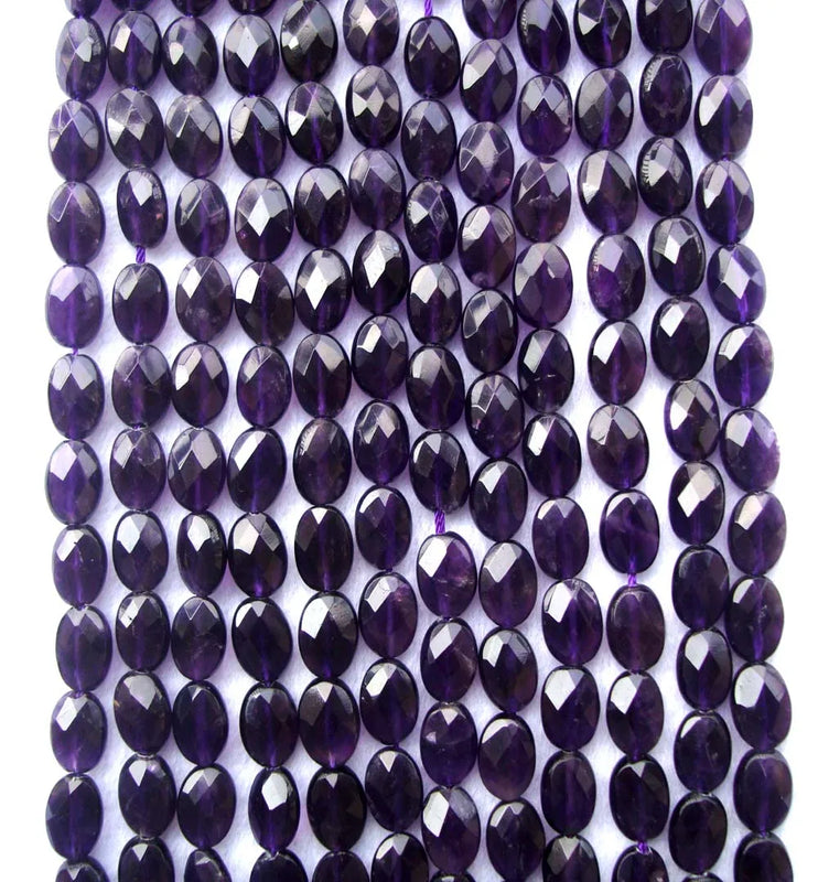 Amethyst Faceted Flat Oval Beads 8*12mm