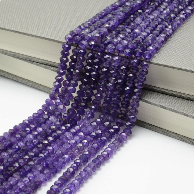 Amethyst Faceted Roudell Beads 6x4mm / 8x5mm